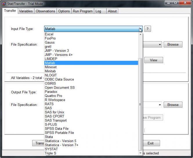 How to Convert MAT to XLS with Stat/Transfer